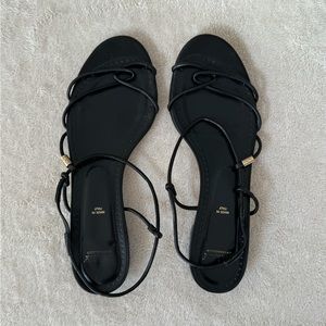 Bally black leather strappy slingback block heel sandals